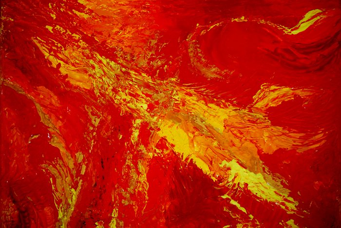 organic in reds and yellow painting - 2011 organic in reds and yellow art painting